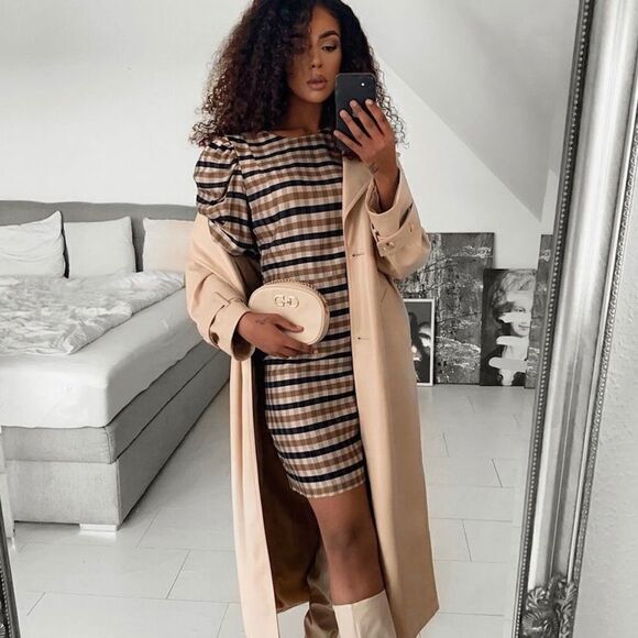 Checked Dress Puff Sleeves H&M - Picture 2 of 8